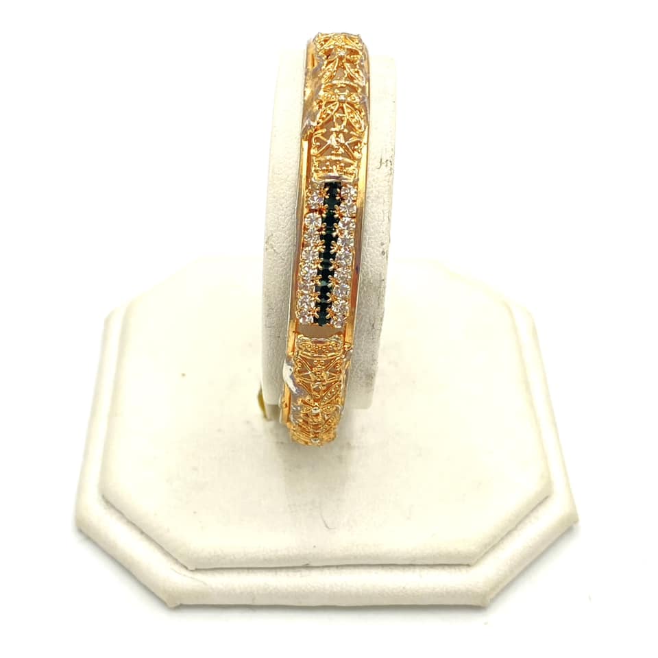 u393 Vintage Elegant Carved Floral Stones Women's Girl's Bangle Bracelet