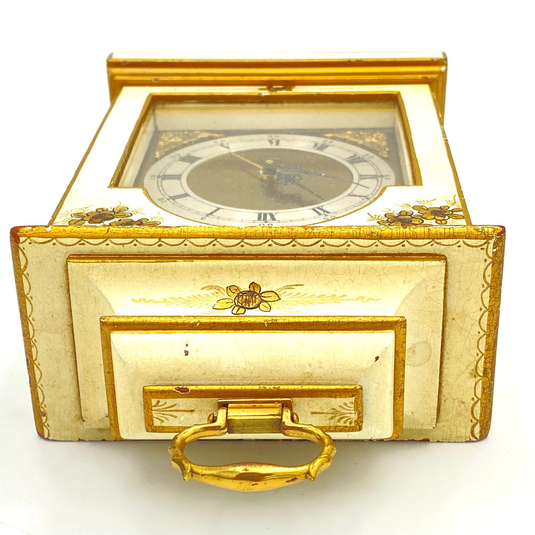 u422 Elliott London Chinoiserie Bracket Clock Cinnabar Gold Hand Paint Alarm
