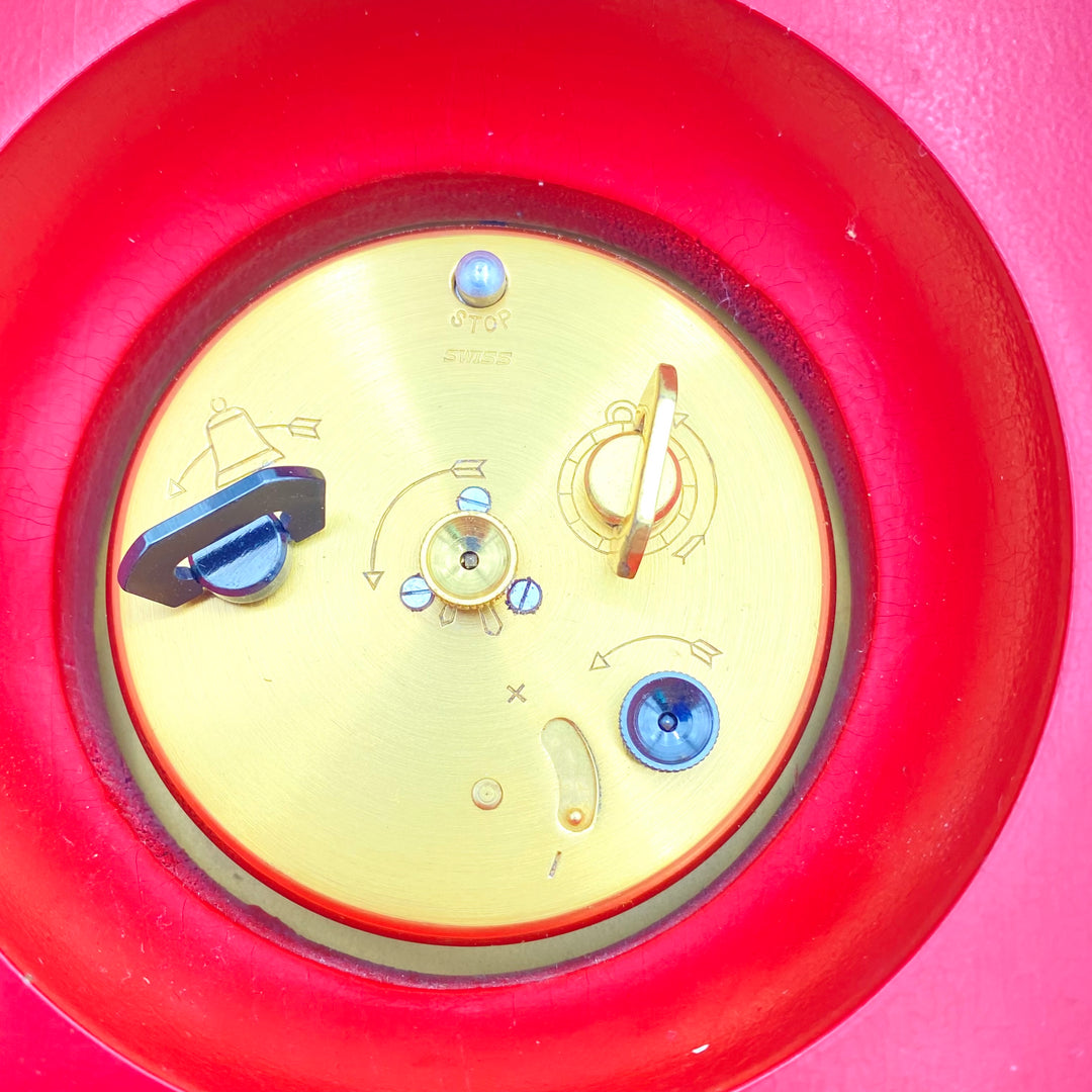 u423 Elliott London Chinoiserie Bracket Clock Red Cinnabar Gold Hand Paint Alarm