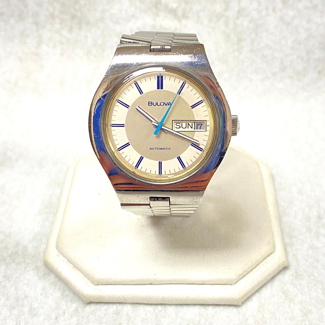 u434 Vintage Bulova Swiss Automatic 17 Jewels Stainless Steel Men's Wrist Watch