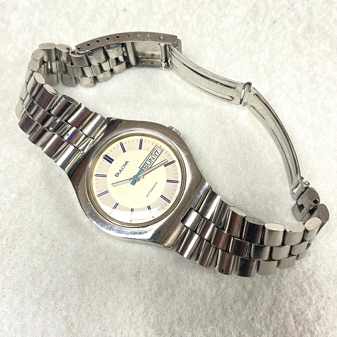 u434 Vintage Bulova Swiss Automatic 17 Jewels Stainless Steel Men's Wrist Watch