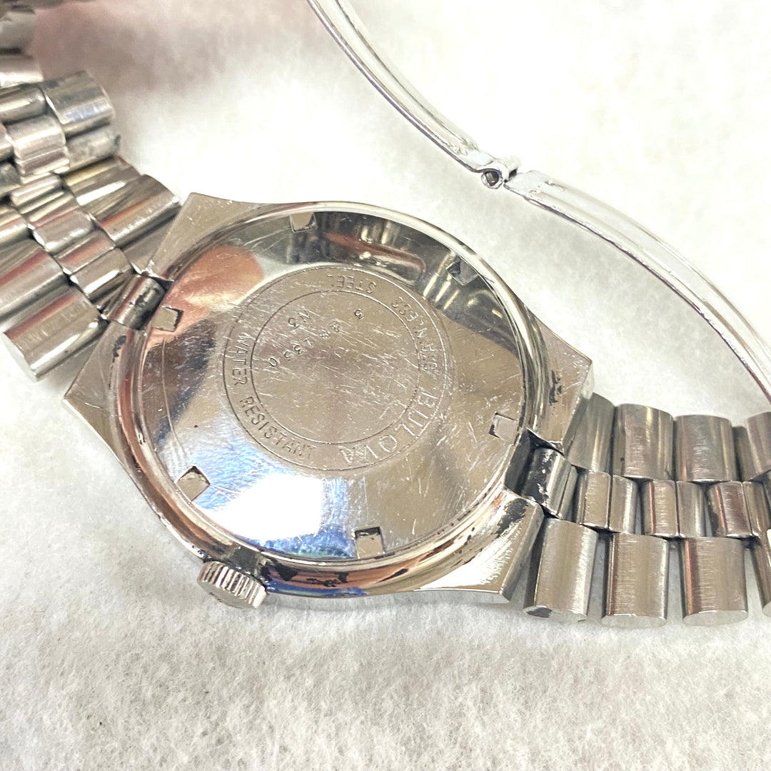 u434 Vintage Bulova Swiss Automatic 17 Jewels Stainless Steel Men's Wrist Watch