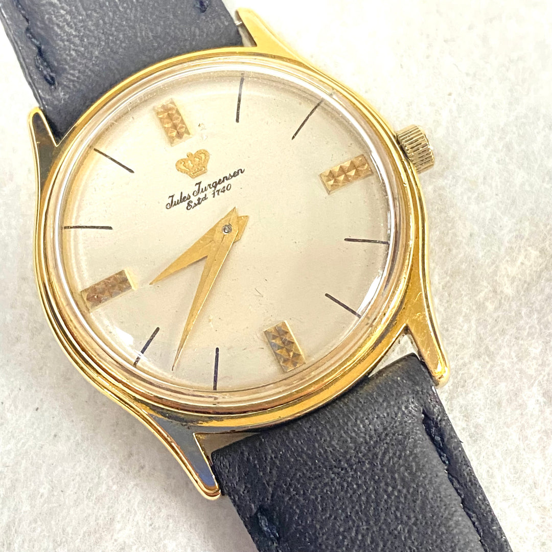 u439 Vintage Jules Jurgensen 18K Gold Electroplated Water Resistant Wrist Watch