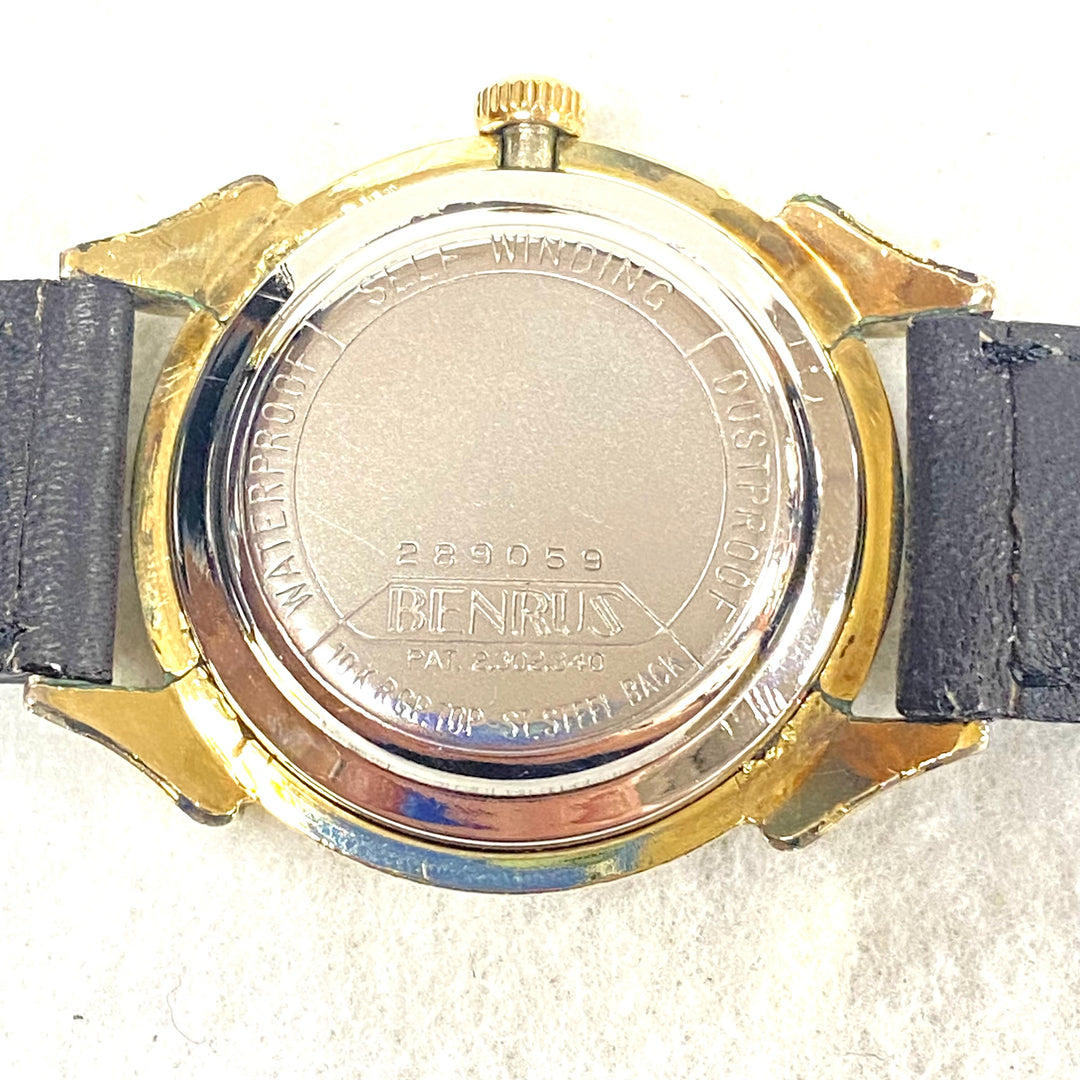 u443 Vintage BENRUS 10K RGP Top Stainless Back Automatic Waterproof Wrist Watch