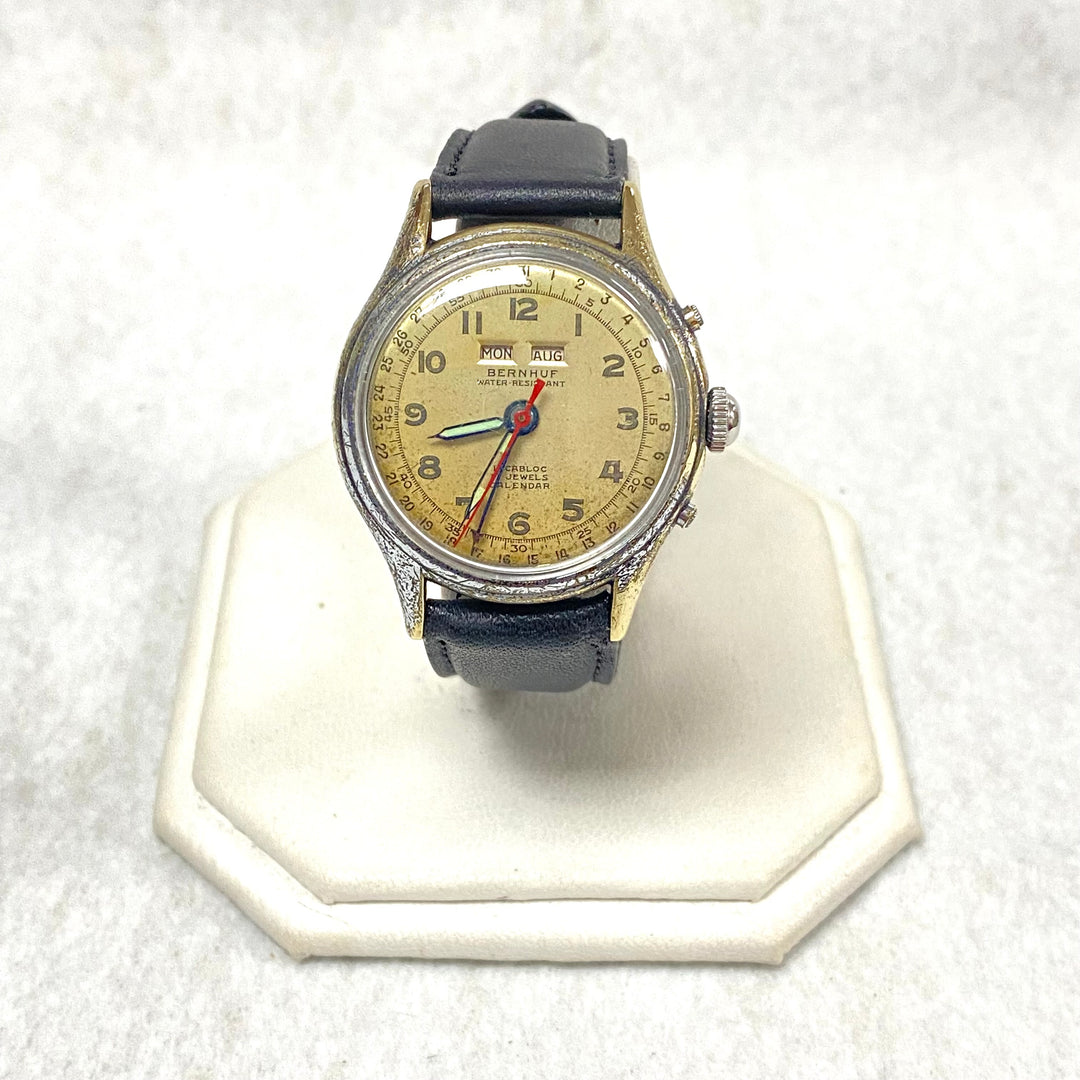 u444 Vintage BERNHUF Swiss Stainless Back Mechanical 17J Waterproof Wrist Watch