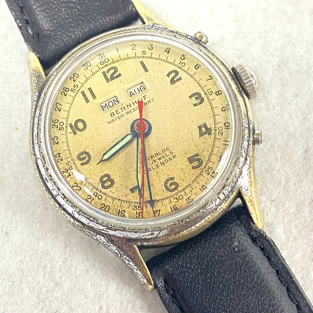 u444 Vintage BERNHUF Swiss Stainless Back Mechanical 17J Waterproof Wrist Watch