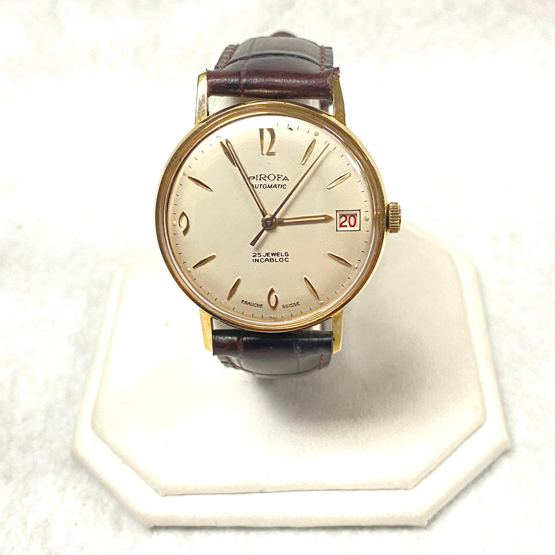 u447 Vintage PIROFA Swiss Automatic Stainless Steel Water Protected Wrist Watch