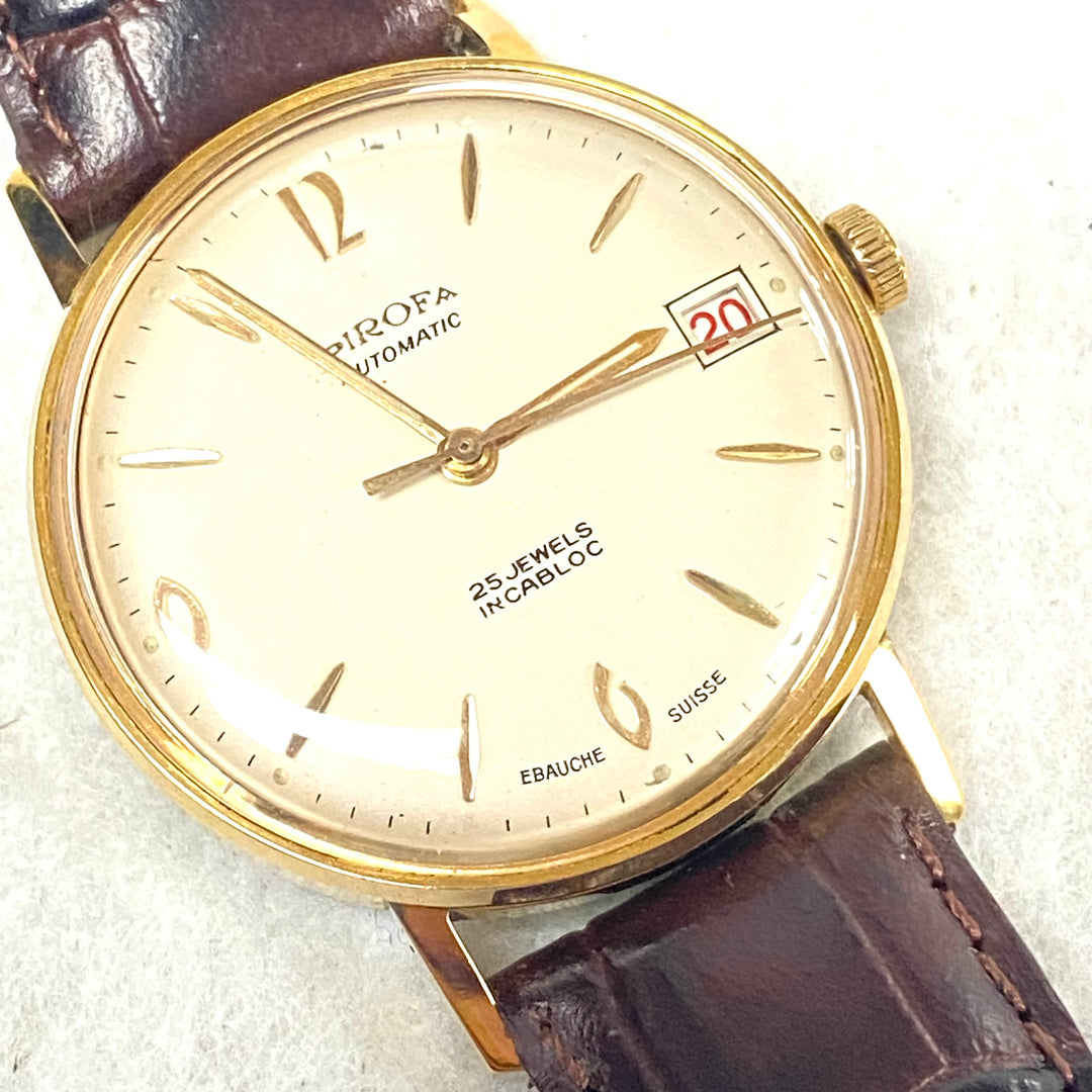 u447 Vintage PIROFA Swiss Automatic Stainless Steel Water Protected Wrist Watch