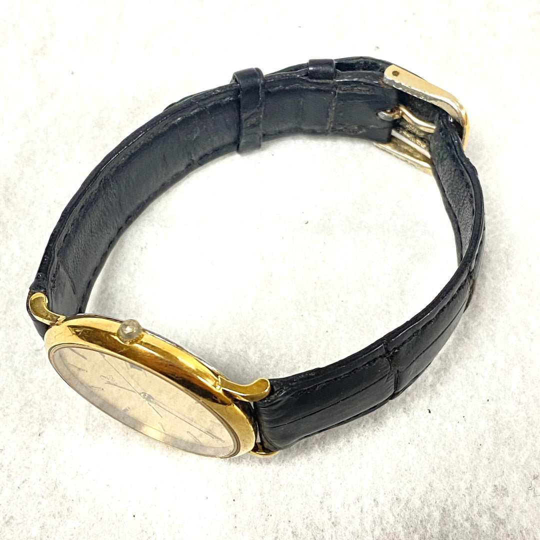 u448 Vintage OMEGA Swiss Made Battery Gold Silver Tone 6 Jewels Wrist Watch