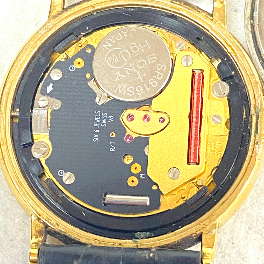 u448 Vintage OMEGA Swiss Made Battery Gold Silver Tone 6 Jewels Wrist Watch