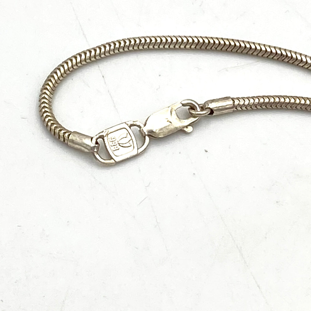 u454 Vintage Sterling Silver 925 Necklace 16" Long Carved Amber Cross Pendant