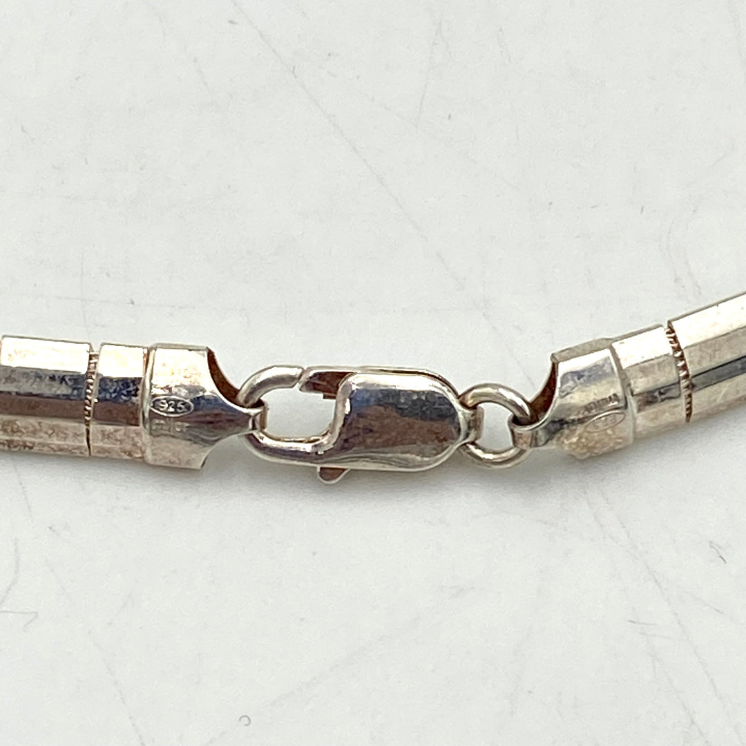 u462 Vintage Sterling Silver 925 Thick Omega Link Chain Necklace 17" Long