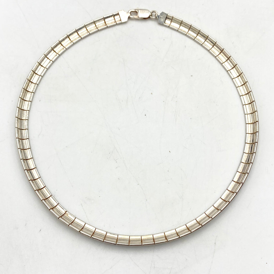 u462 Vintage Sterling Silver 925 Thick Omega Link Chain Necklace 17" Long