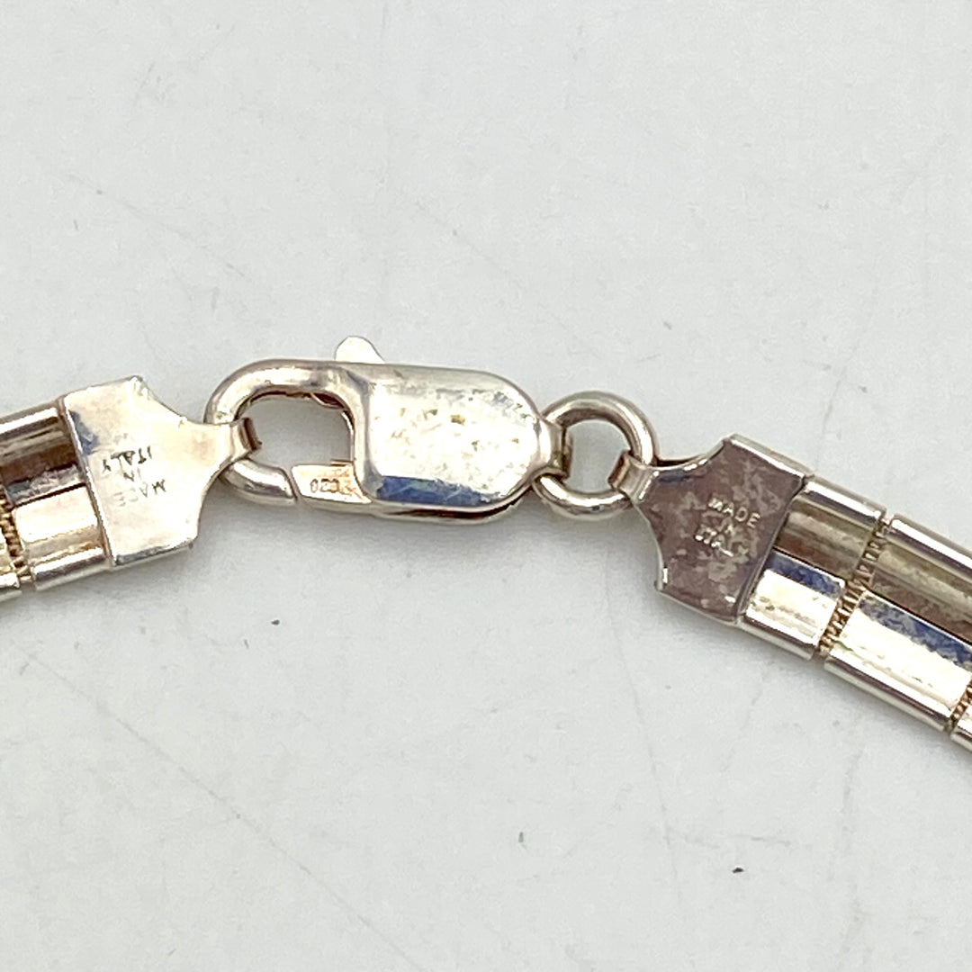 u462 Vintage Sterling Silver 925 Thick Omega Link Chain Necklace 17" Long