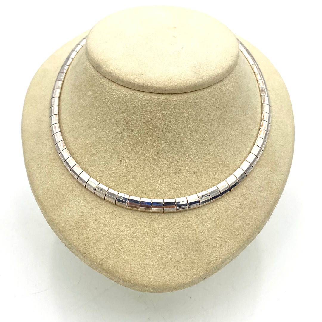 u462 Vintage Sterling Silver 925 Thick Omega Link Chain Necklace 17" Long
