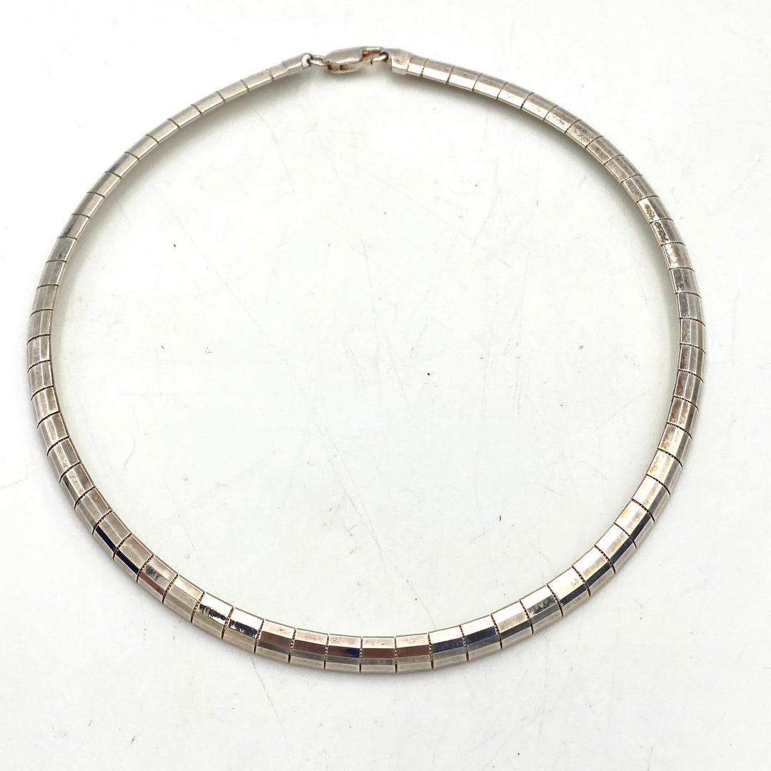 u462 Vintage Sterling Silver 925 Thick Omega Link Chain Necklace 17" Long