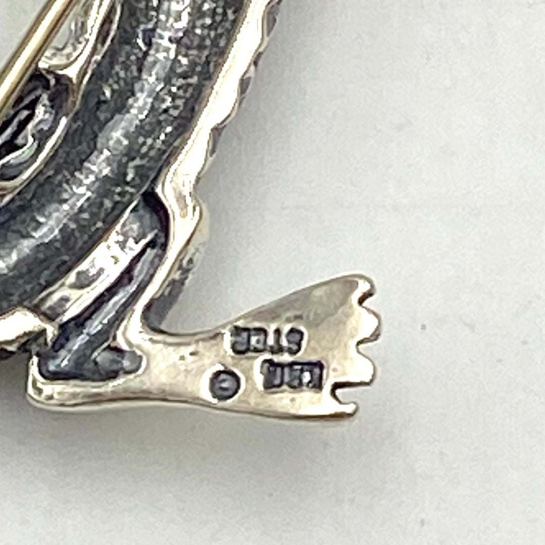 u469 Vintage KBH 925 Sterling Silver Lizard Salamander Brooch Pin