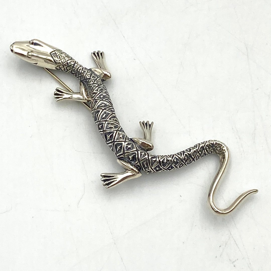 u469 Vintage KBH 925 Sterling Silver Lizard Salamander Brooch Pin