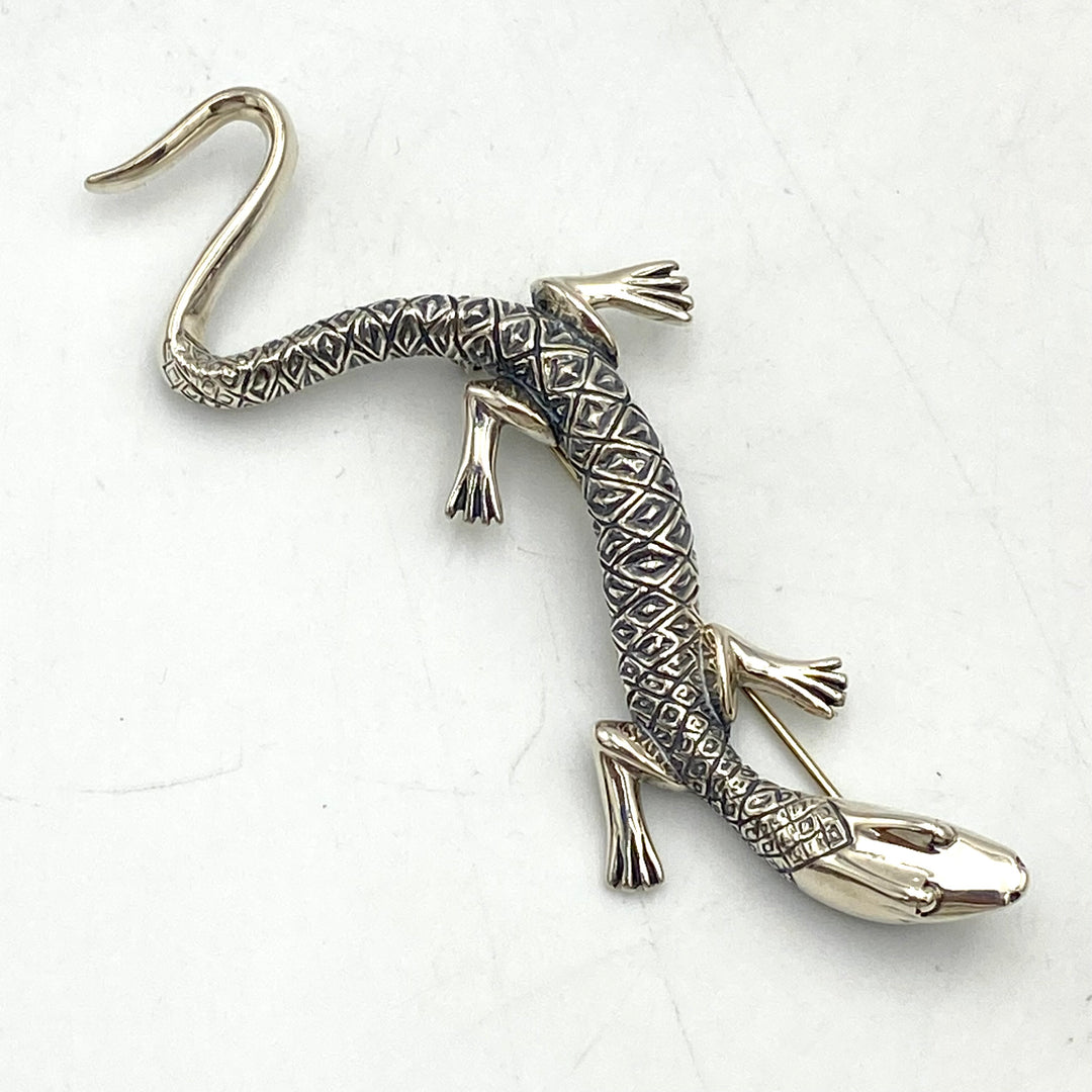 u469 Vintage KBH 925 Sterling Silver Lizard Salamander Brooch Pin