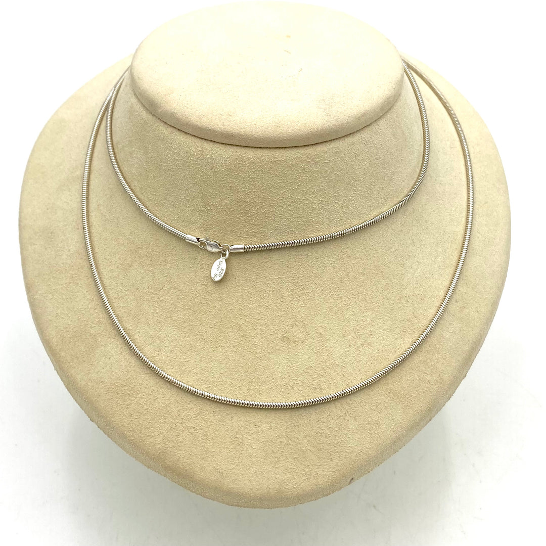 u470 Vintage Sterling Silver 925 Espo Sig Snake Link Chain Necklace 32" Long
