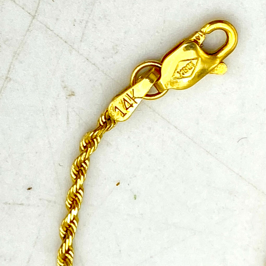 u472 Vintage 14K Yellow Gold Rope Link Chain Necklace 30" Long