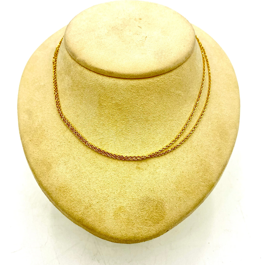 u472 Vintage 14K Yellow Gold Rope Link Chain Necklace 30" Long