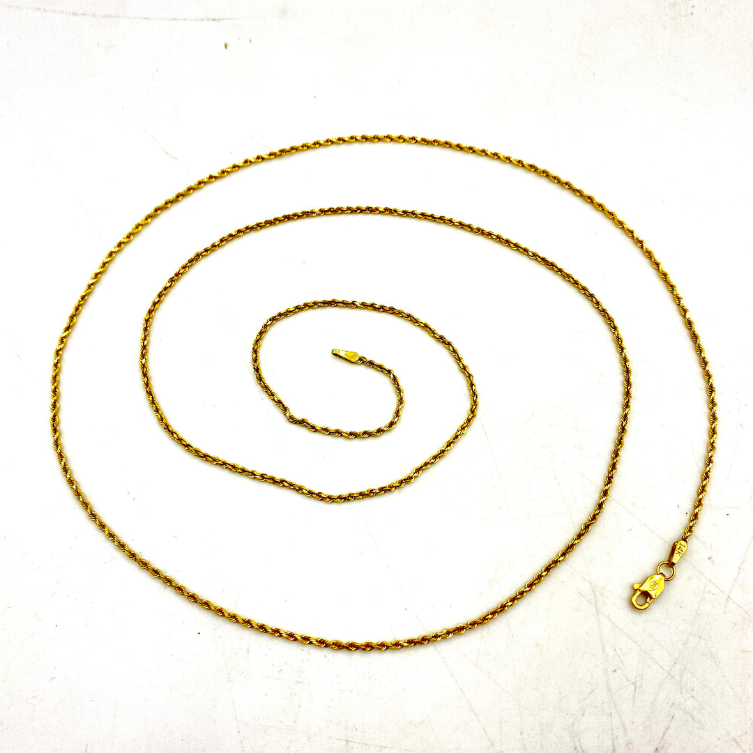 u472 Vintage 14K Yellow Gold Rope Link Chain Necklace 30" Long