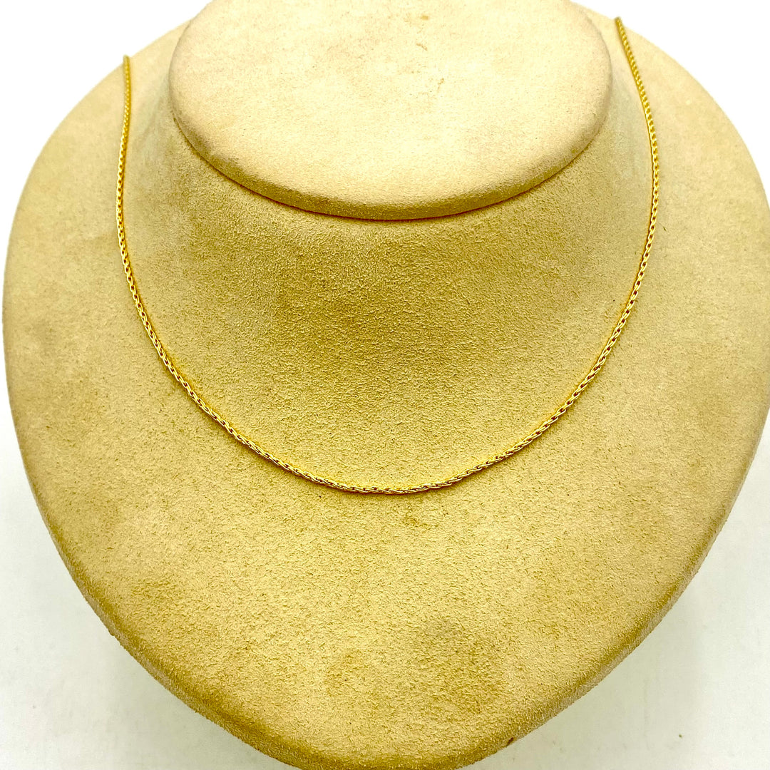 u474 Vintage 14K Yellow Gold Spiga Neck Link Chain Necklace 24" Long