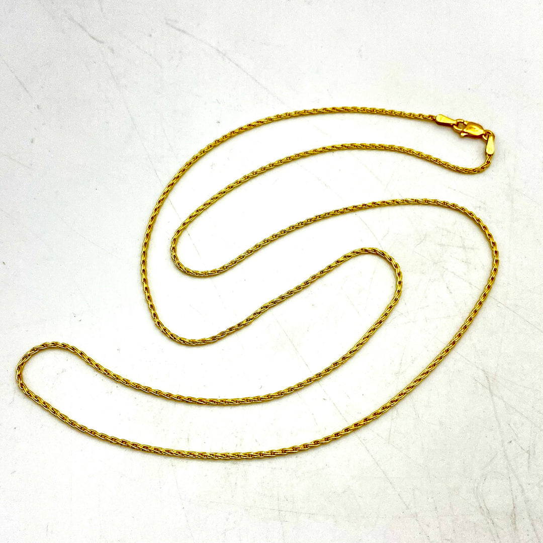 u474 Vintage 14K Yellow Gold Spiga Neck Link Chain Necklace 24" Long
