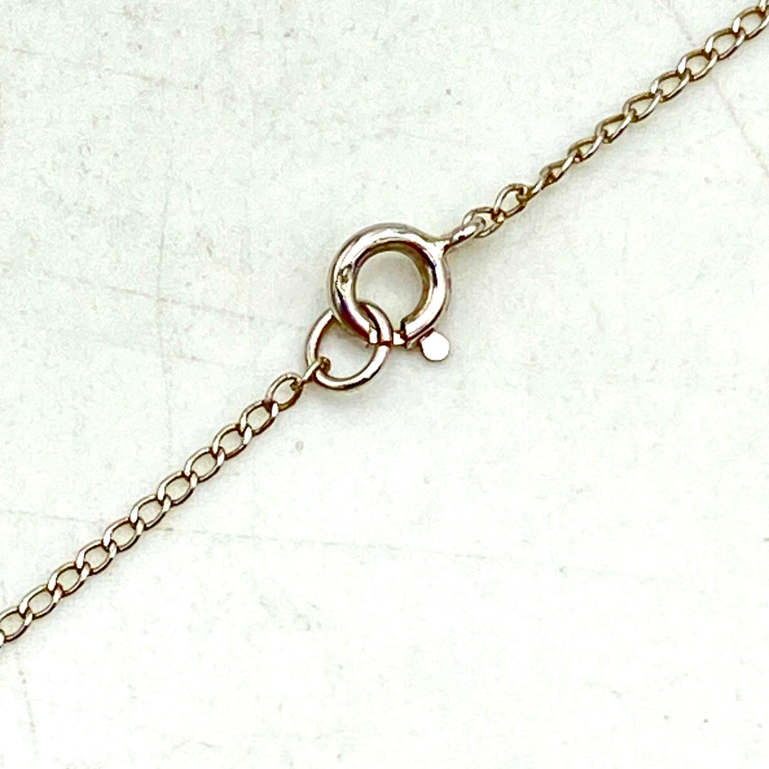 u475 Vintage 14K White Gold Necklace 15.5" Pearl & Diamond Pendant