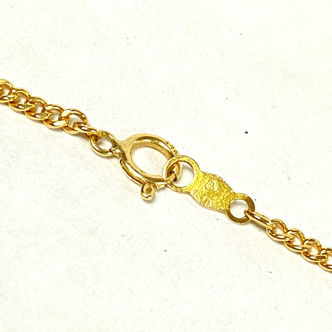 u489 Vintage 14K Yellow Gold 18" Link Chain Necklace 14K YG Virgin Mary Pendant