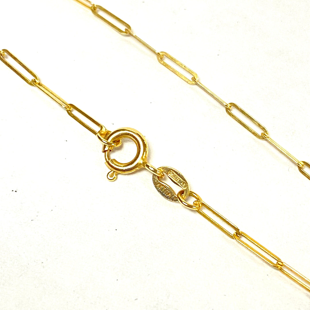 u493 Vintage 14K Yellow Gold Oval Link Chain Necklace 18" Long Made in Italy