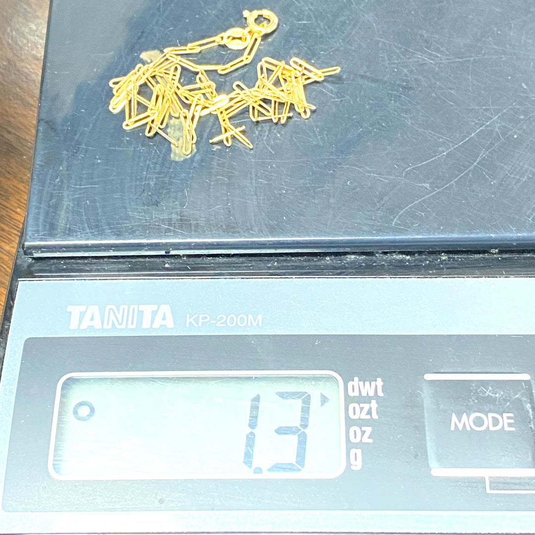 u493 Vintage 14K Yellow Gold Oval Link Chain Necklace 18" Long Made in Italy