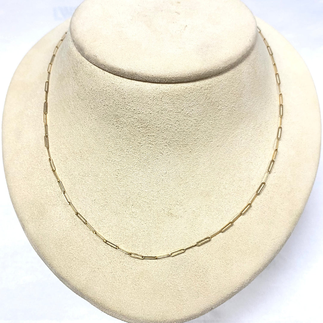 u493 Vintage 14K Yellow Gold Oval Link Chain Necklace 18" Long Made in Italy