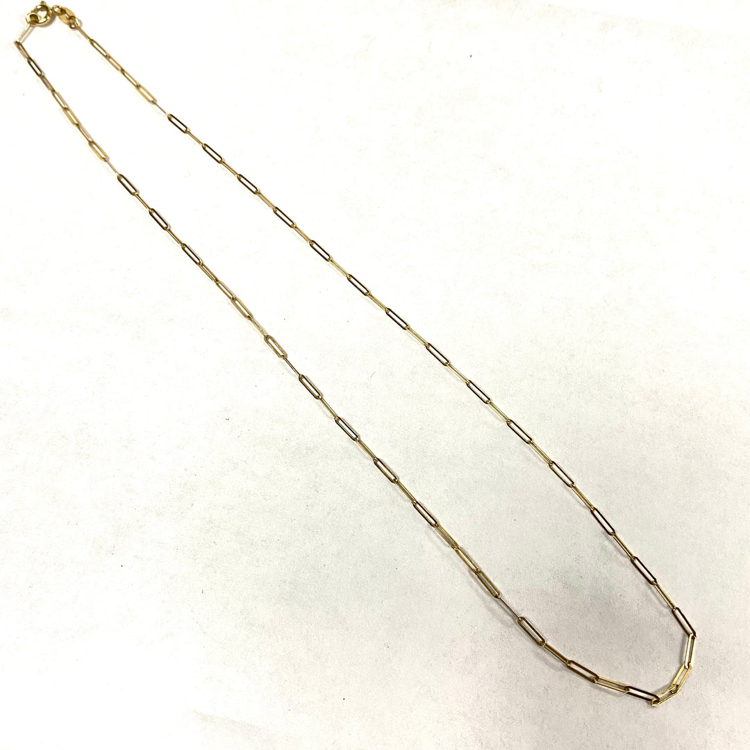 u493 Vintage 14K Yellow Gold Oval Link Chain Necklace 18" Long Made in Italy