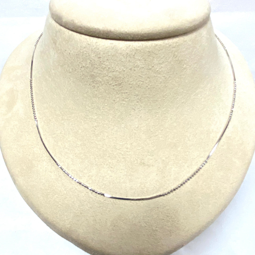 u498 Vintage 14K White Gold Ball Snake Link Chain Necklace 18" Long