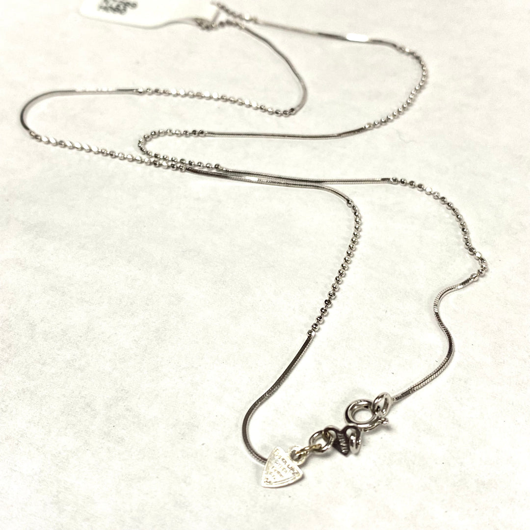 u498 Vintage 14K White Gold Ball Snake Link Chain Necklace 18" Long