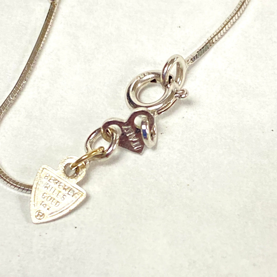 u498 Vintage 14K White Gold Ball Snake Link Chain Necklace 18" Long