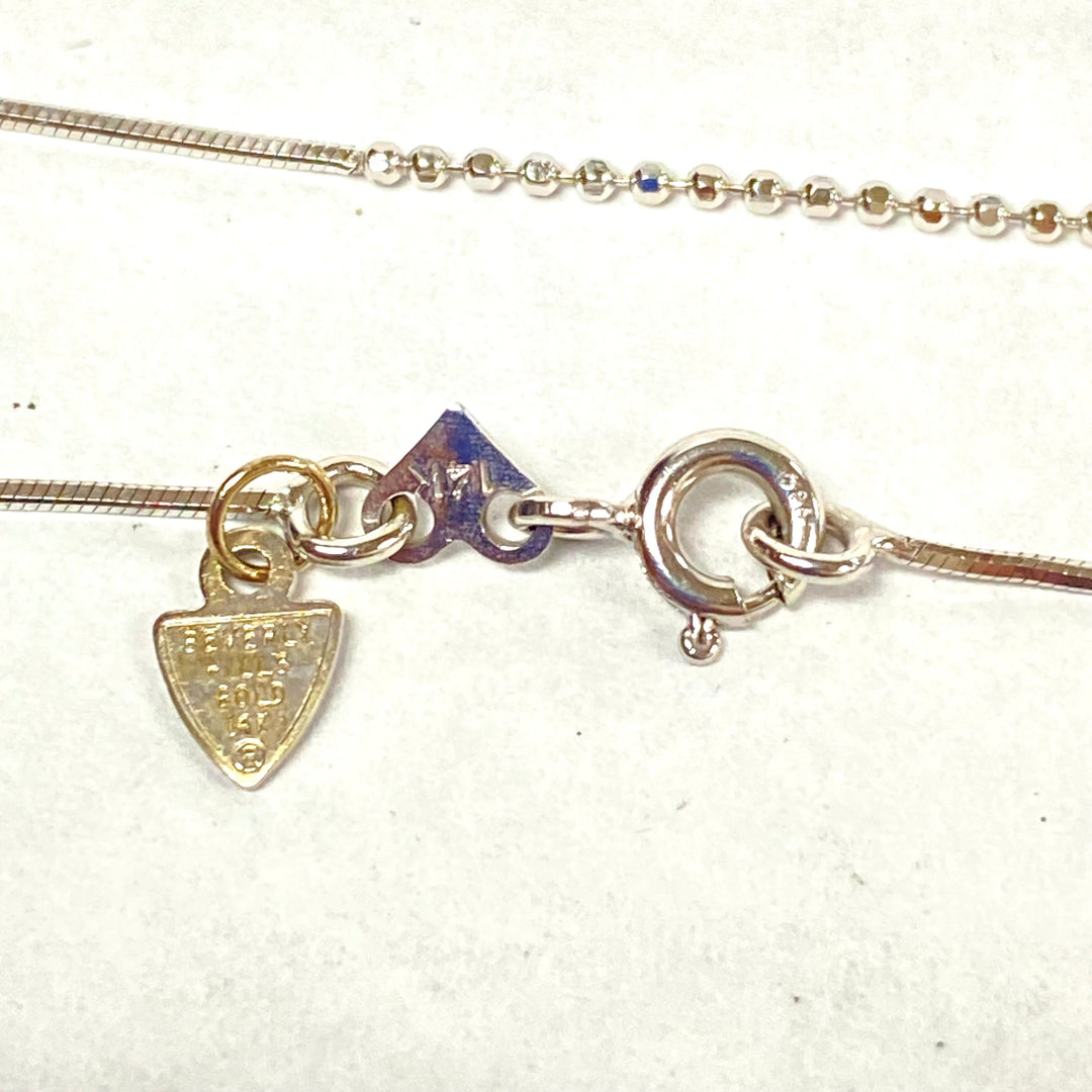 u498 Vintage 14K White Gold Ball Snake Link Chain Necklace 18" Long