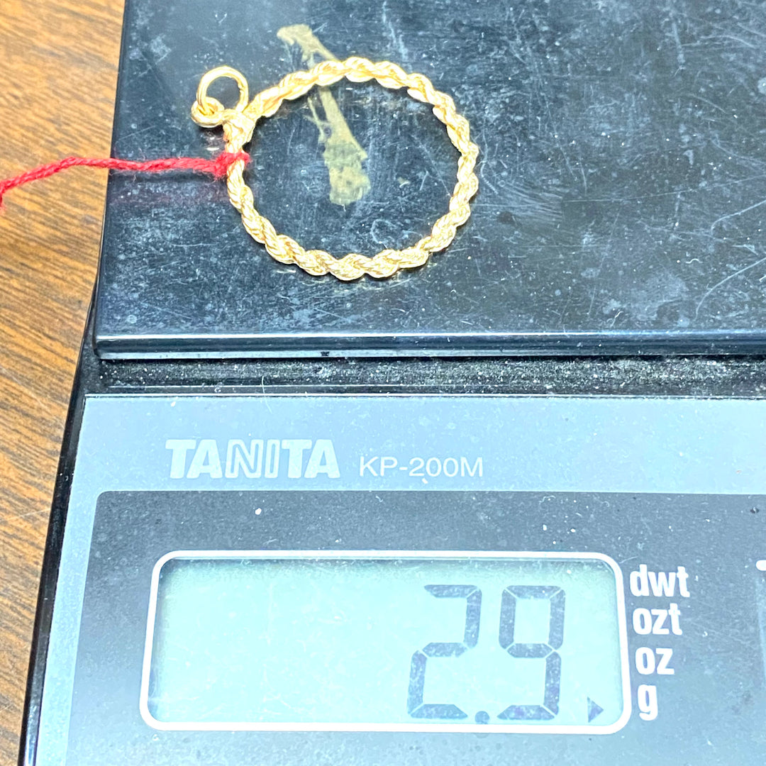 u502 Vintage 14k Yellow Gold Rope Coin Bezel Elegant Pendant Charm