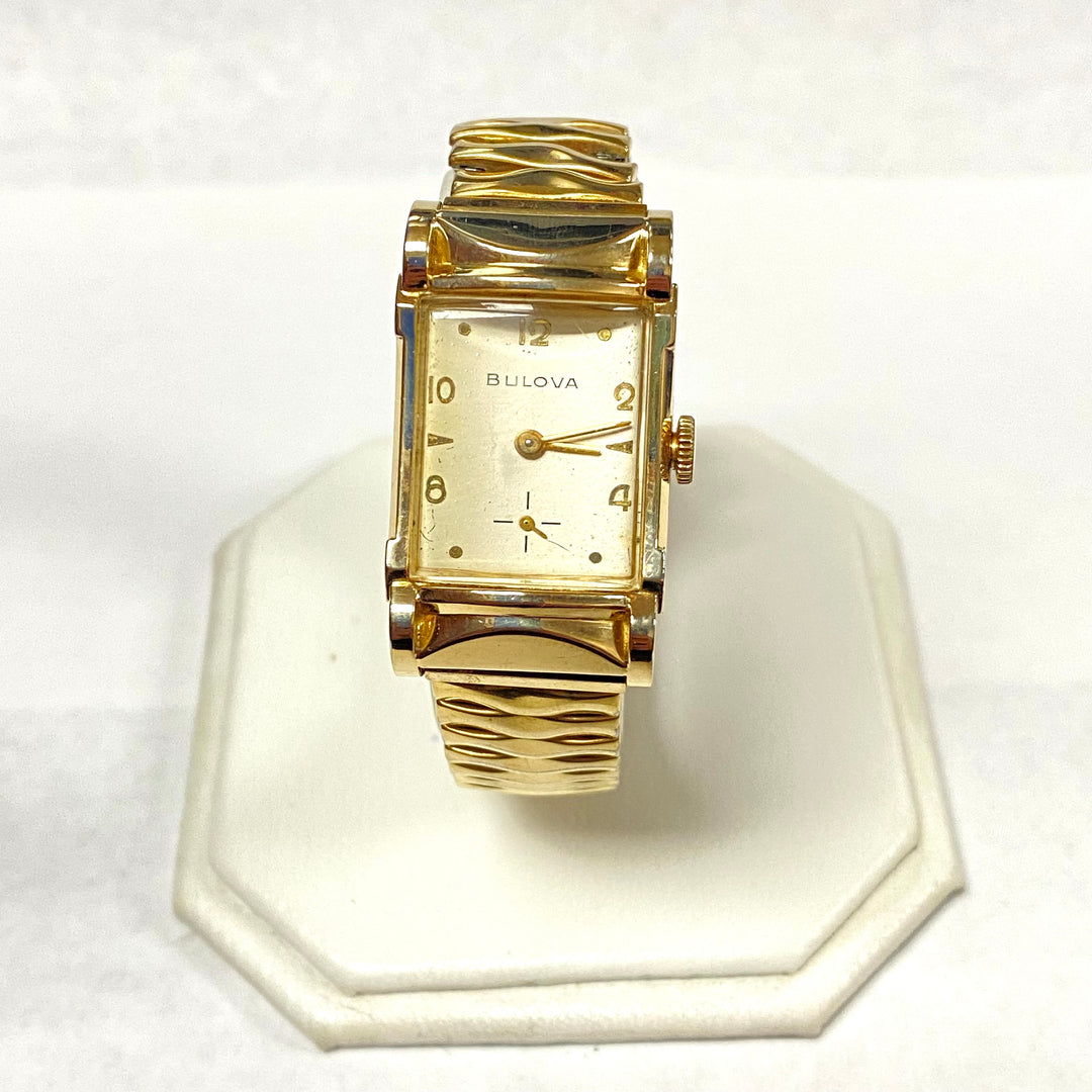 u513 Vintage BULOVA 10K Rolled Gold Plate 21 Jewels Mechanical Wrist Watch