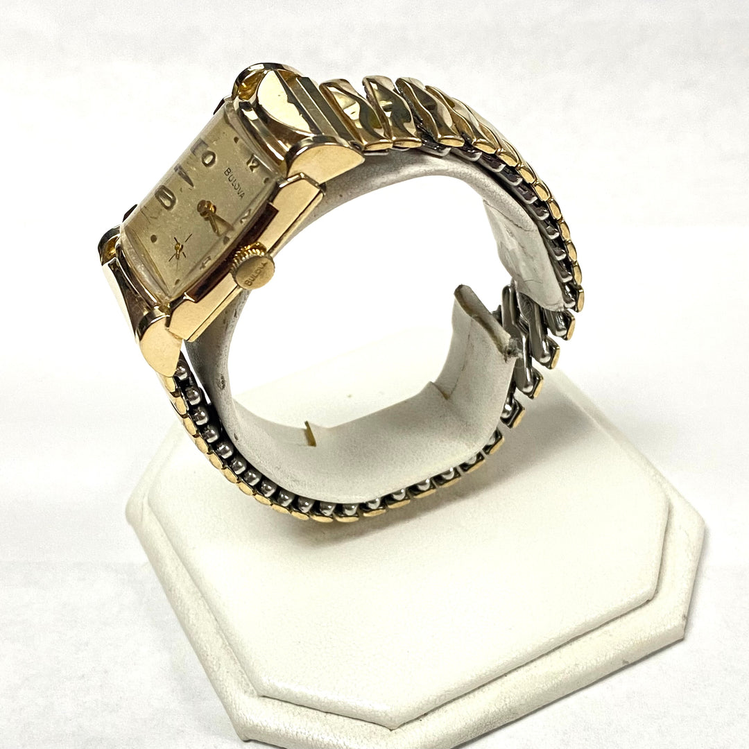 u513 Vintage BULOVA 10K Rolled Gold Plate 21 Jewels Mechanical Wrist Watch