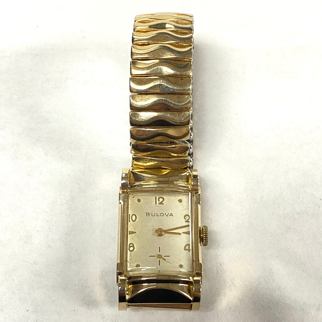 u513 Vintage BULOVA 10K Rolled Gold Plate 21 Jewels Mechanical Wrist Watch