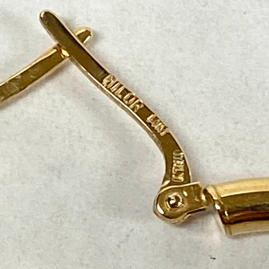 u527 Vintage Classic 14K Yellow Gold Oval Hoop Thick Dangle Earrings