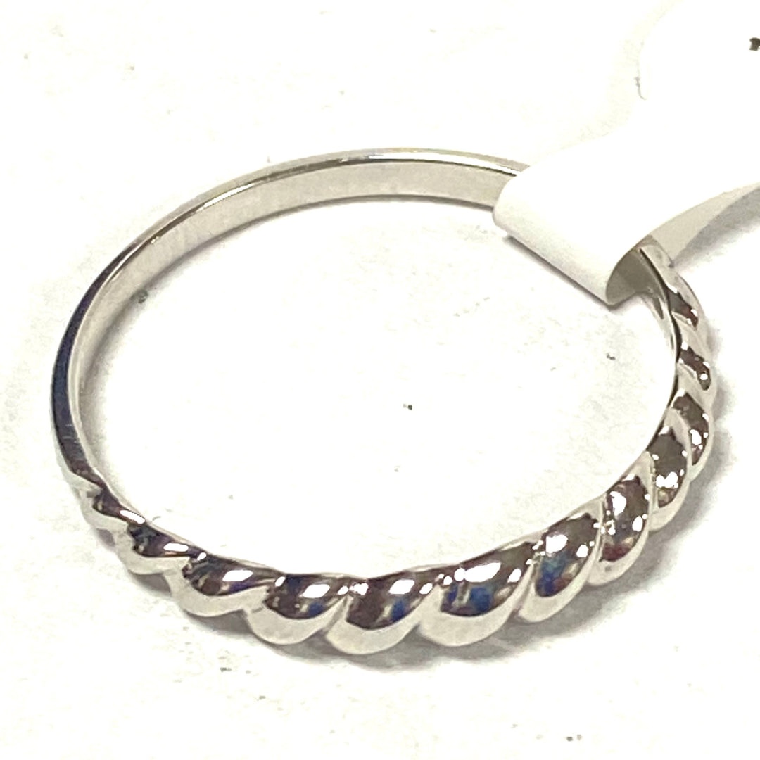 u545 Vintage 14k White Gold Twisted Band Ring Unisex Size 8
