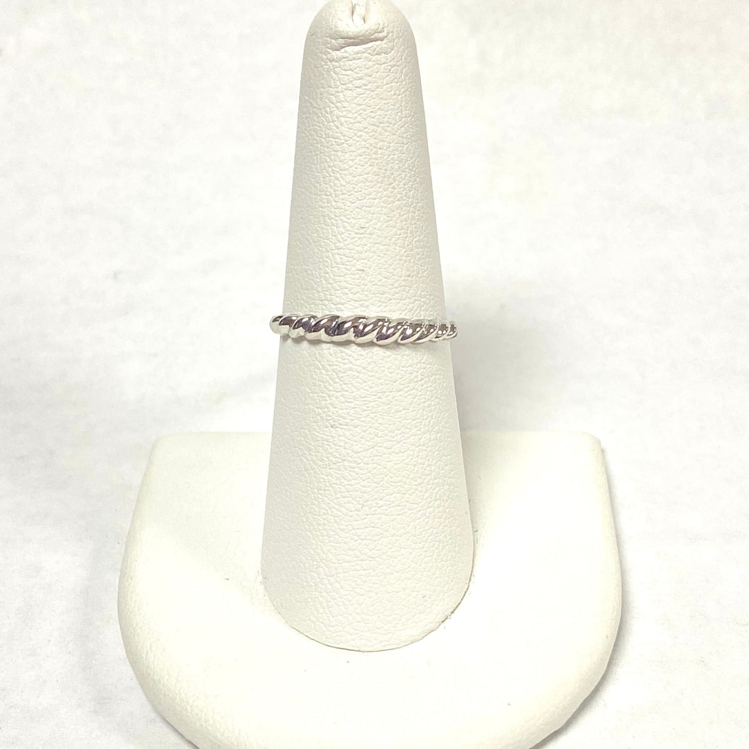 u545 Vintage 14k White Gold Twisted Band Ring Unisex Size 8