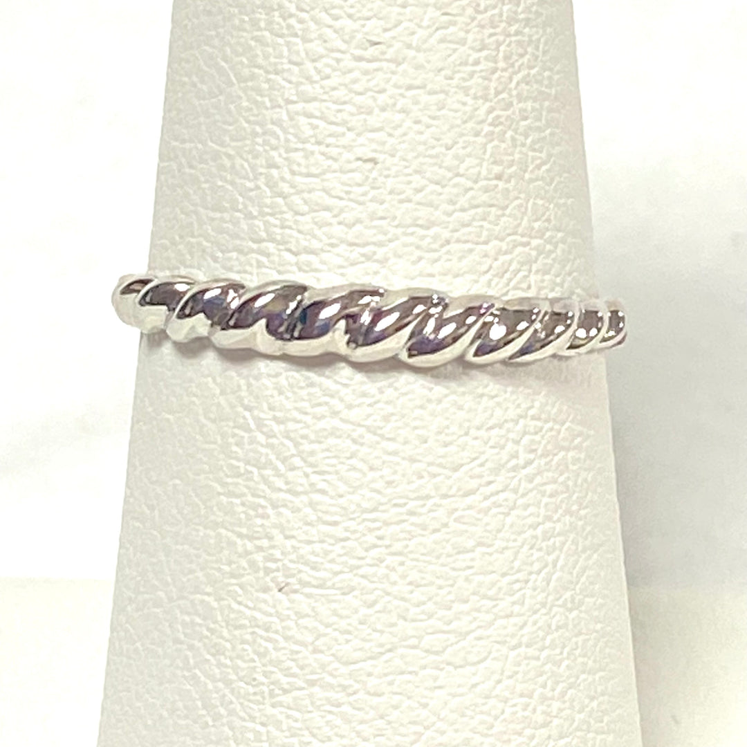 u545 Vintage 14k White Gold Twisted Band Ring Unisex Size 8