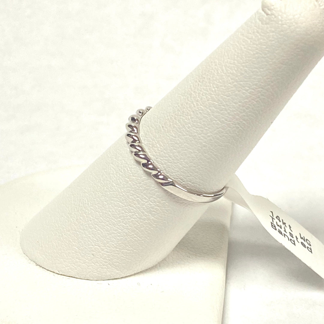 u545 Vintage 14k White Gold Twisted Band Ring Unisex Size 8