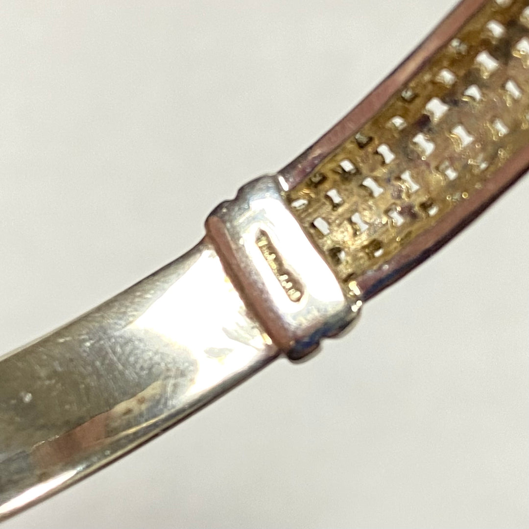 u564 Vintage 925 Sterling Silver 8" Long Cuff Snap Closure Bracelet