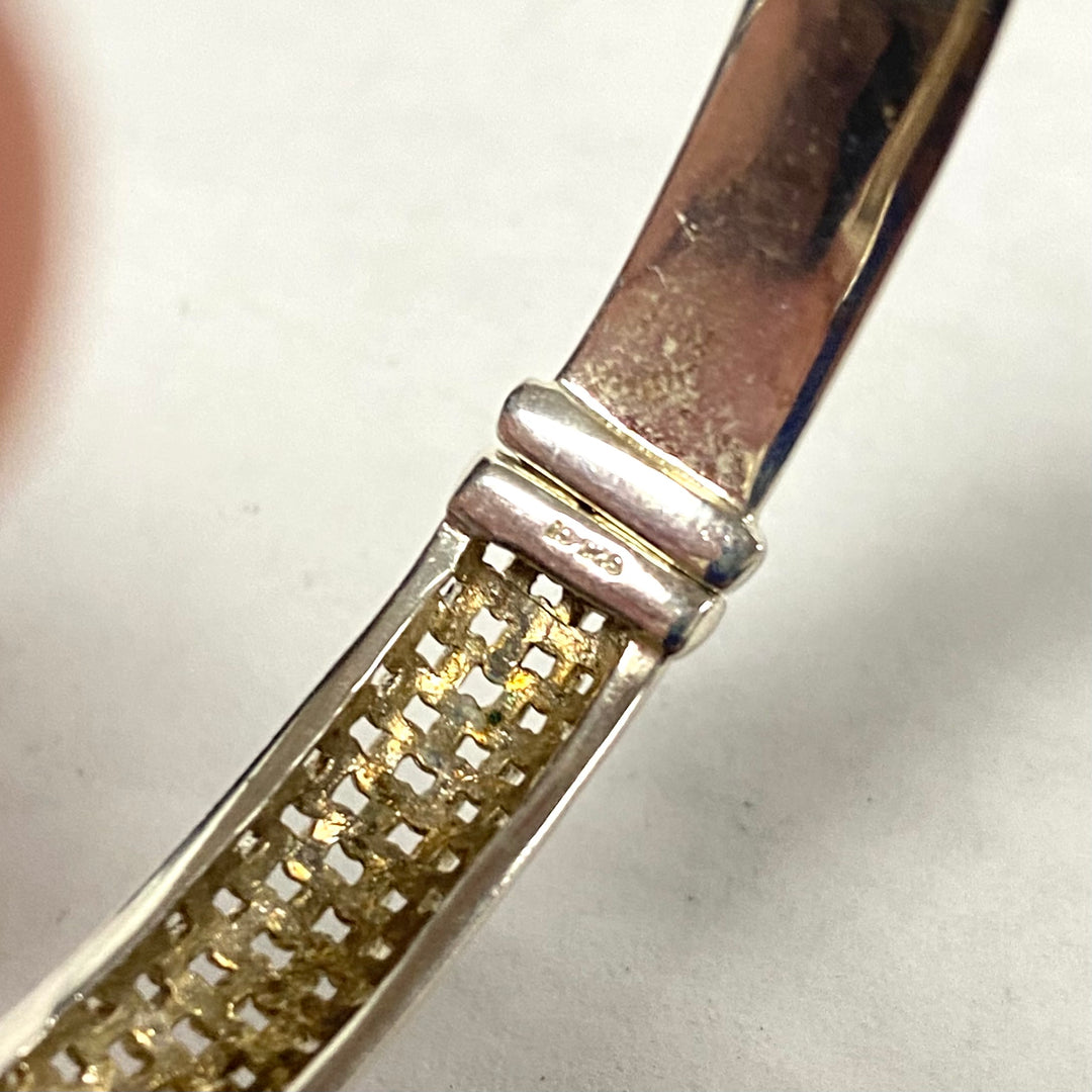 u564 Vintage 925 Sterling Silver 8" Long Cuff Snap Closure Bracelet